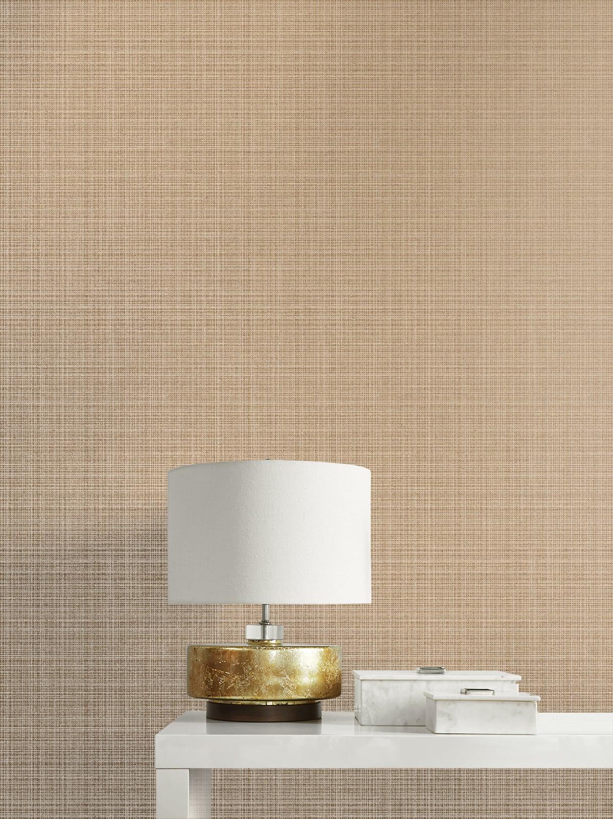 Seabrook Crosshatch Linen Metallic Taupe Wallpaper