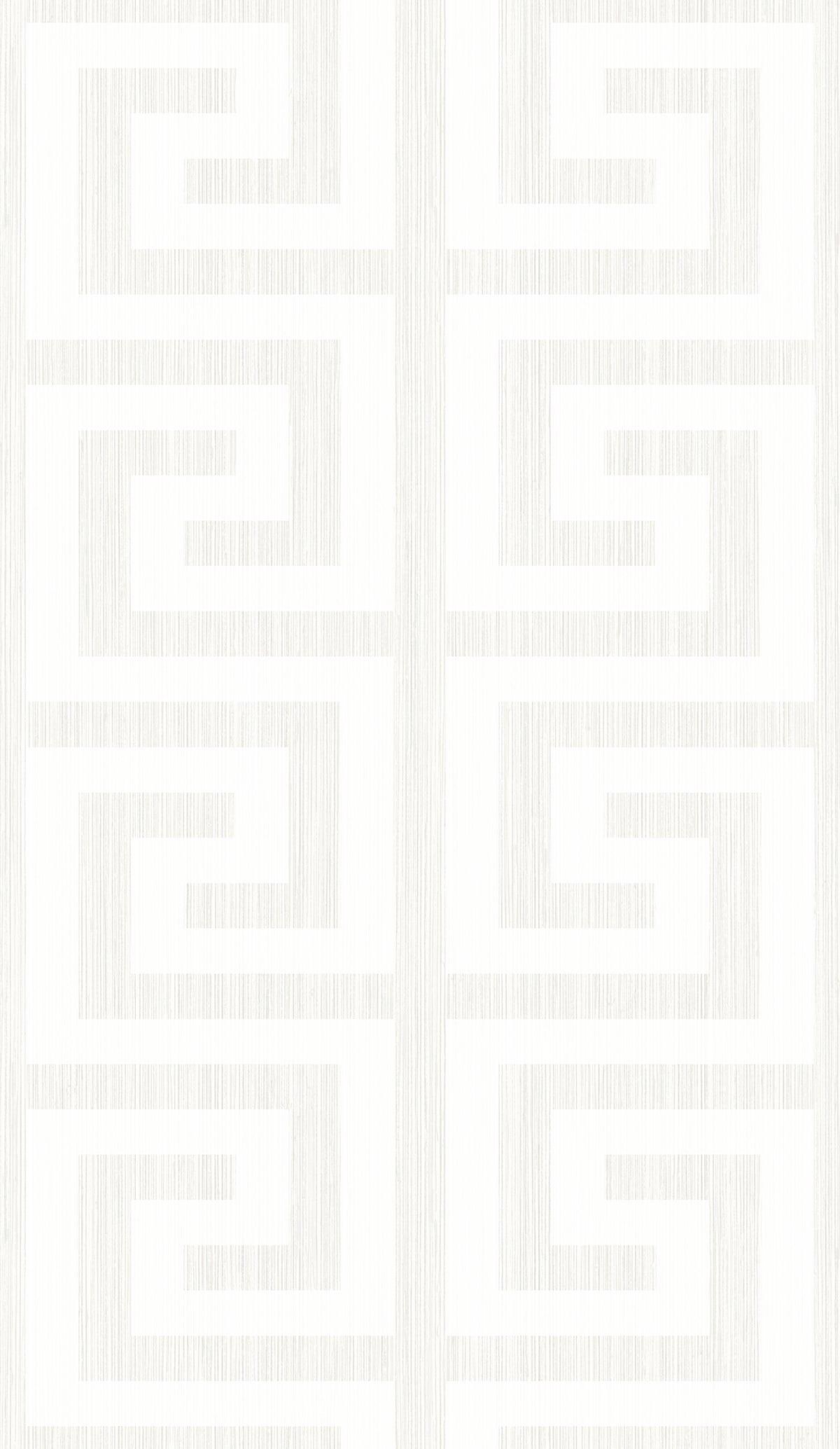 Seabrook Greek Key Metallic Pearl & Ivory Wallpaper