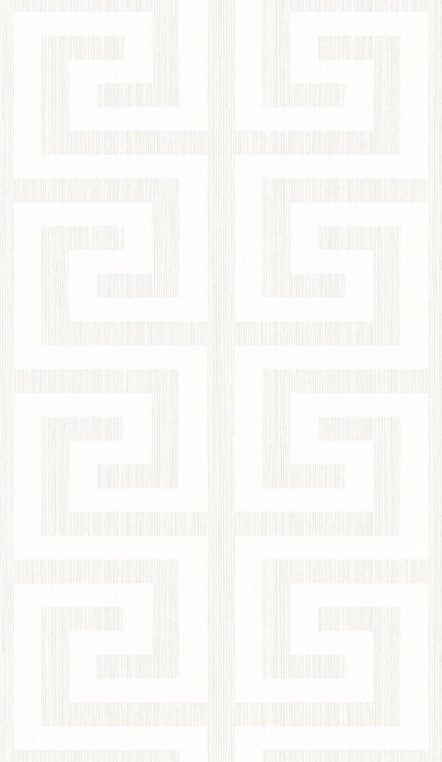 Seabrook Greek Key Metallic Pearl & Ivory Wallpaper