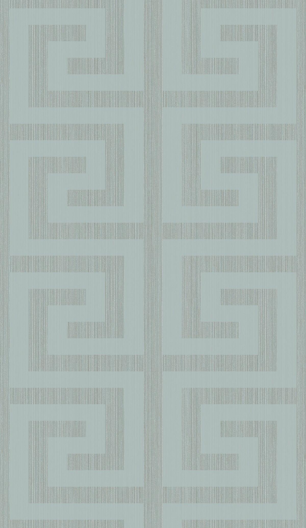 Seabrook Greek Key Metallic Sea Green Wallpaper
