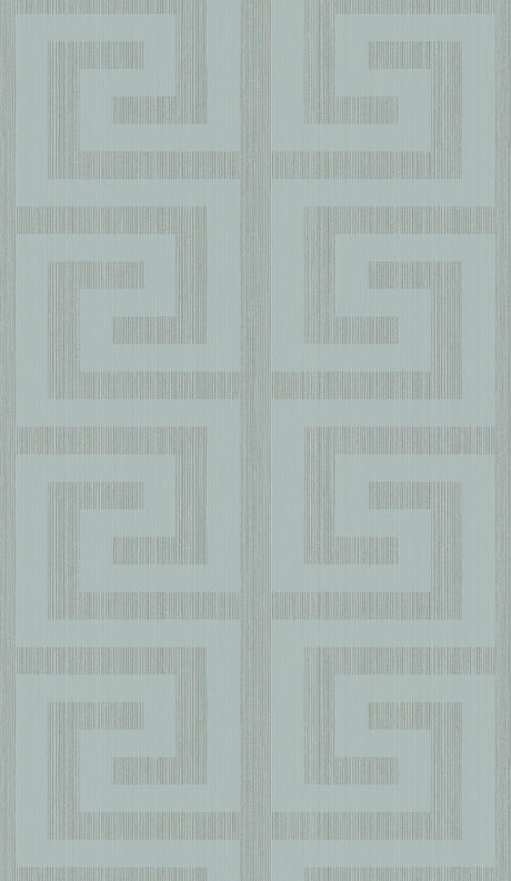 Seabrook Greek Key Metallic Sea Green Wallpaper
