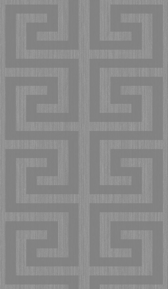 Seabrook Greek Key Metallic Silver & Earl Gray Wallpaper