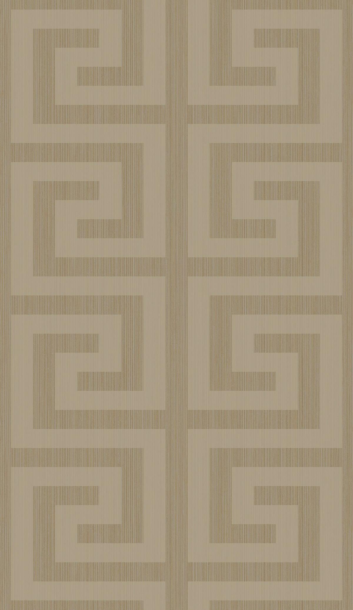 Seabrook Greek Key Khaki & Metallic Champagne Wallpaper
