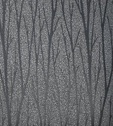 Seabrook Birch Trail Black Satin & Silver Glitter Wallpaper