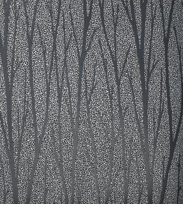 Seabrook Birch Trail Black Satin & Silver Glitter Wallpaper