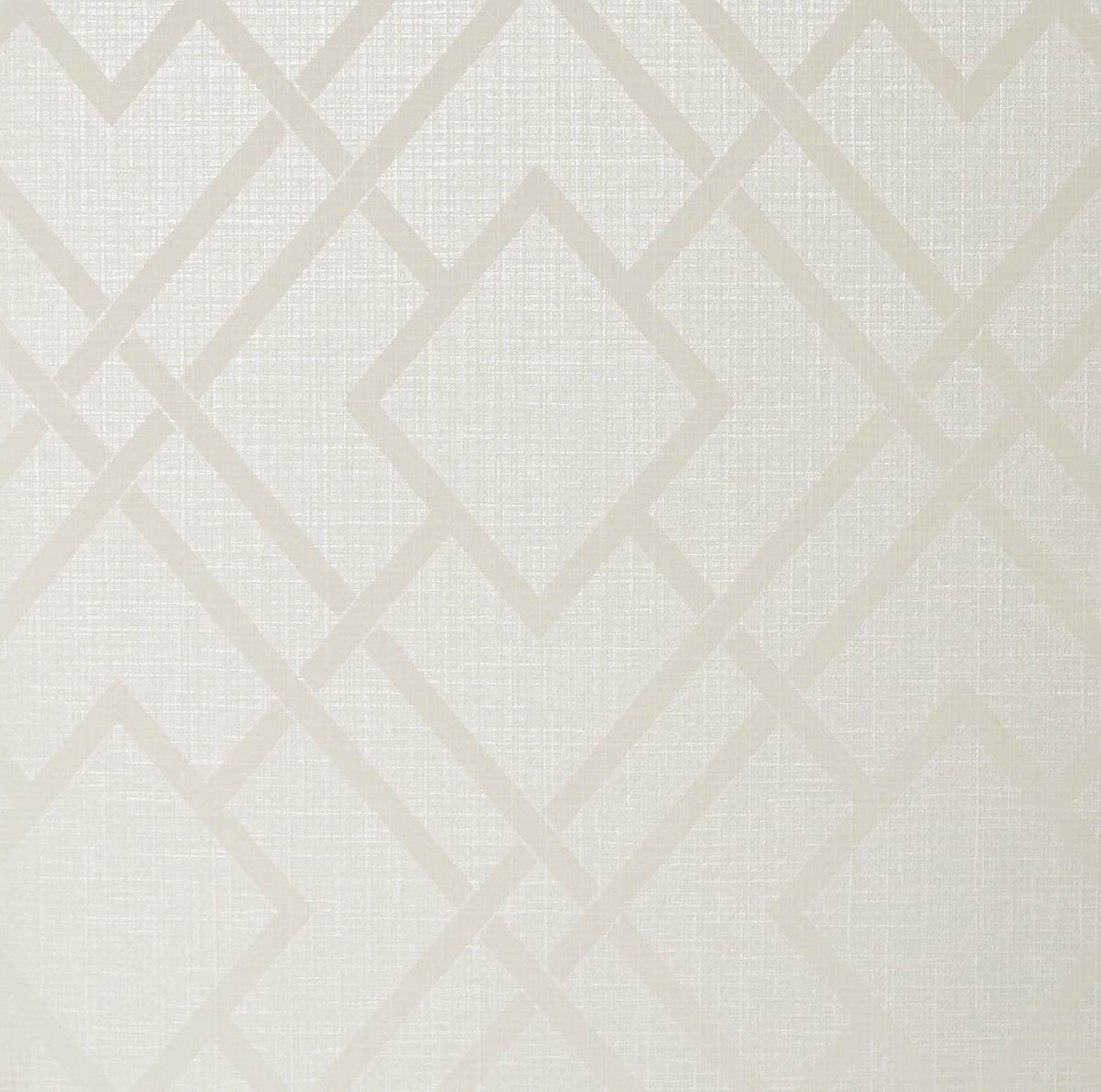 Seabrook Diamond Lattice Metallic Ivory Wallpaper