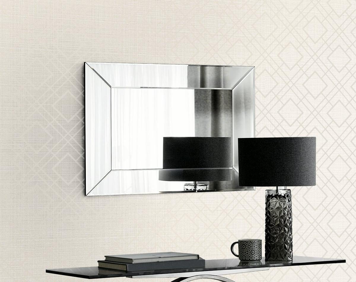 Seabrook Diamond Lattice Metallic Ivory Wallpaper