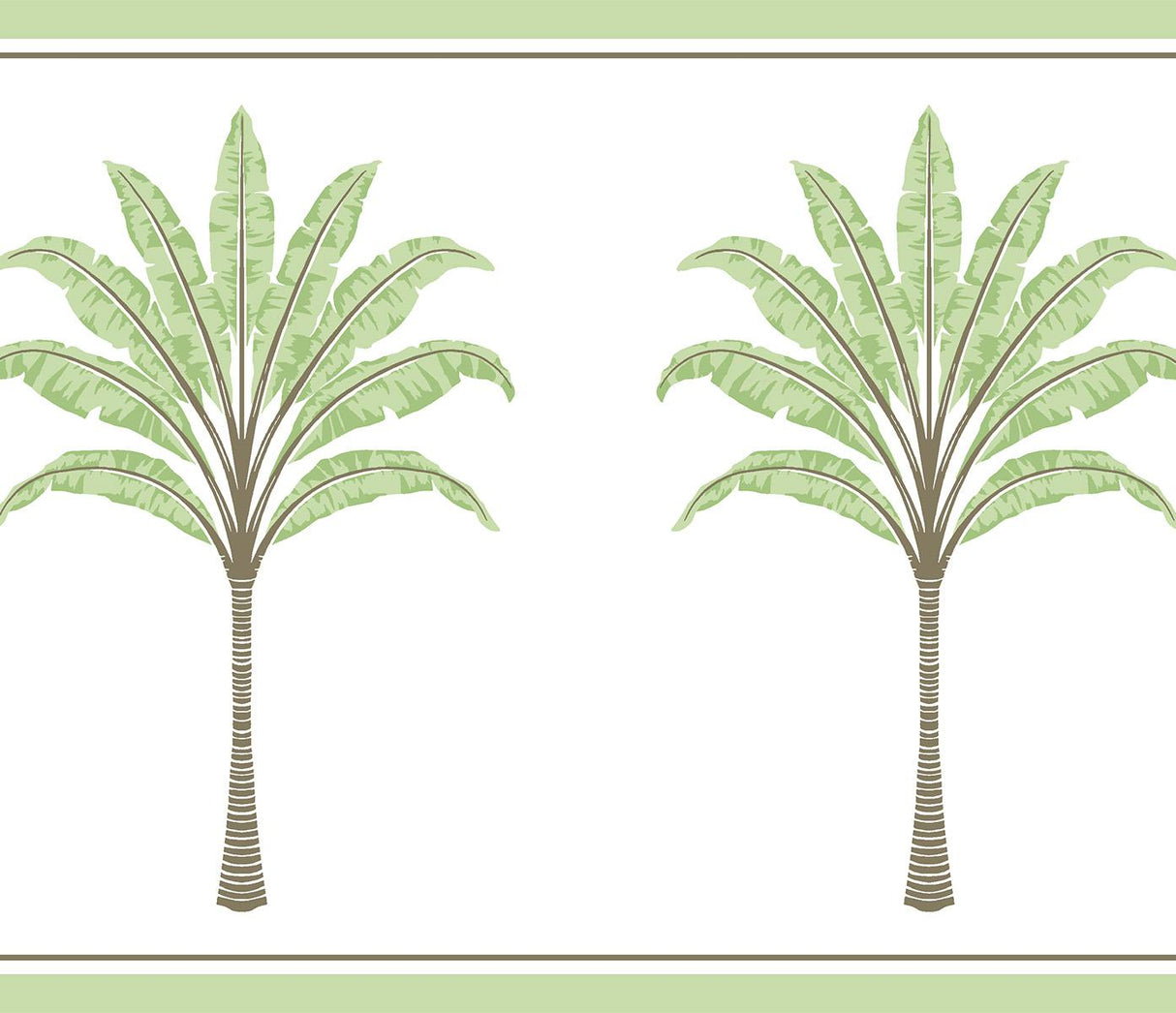 Seabrook Montgomery Palm Border Green Tea Wallpaper