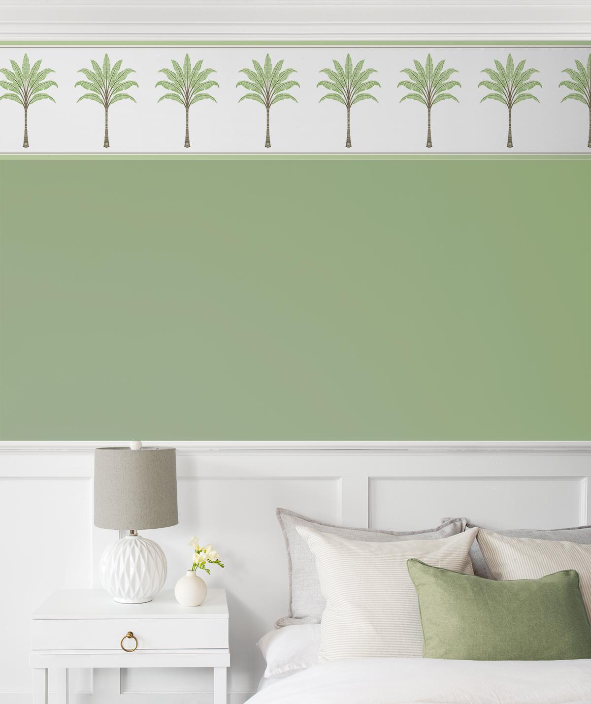 Seabrook Montgomery Palm Border Green Tea Wallpaper