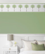 Seabrook Montgomery Palm Border Green Tea Wallpaper
