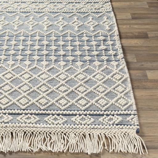 Surya Farmhouse Tassels FTS-2304 Blue White 2'6" x 8' Rug