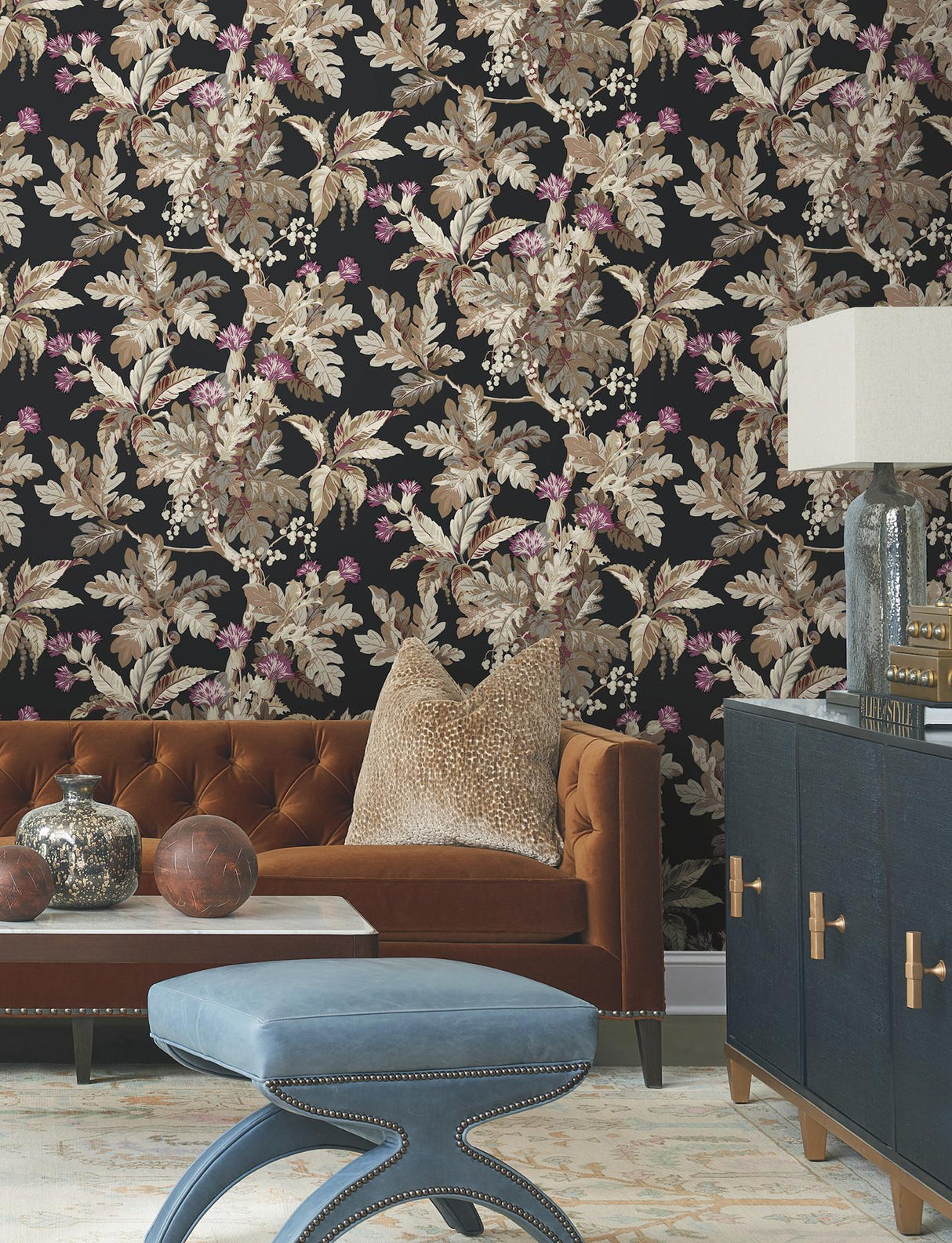 Ronald Redding Designs Briarwood Black Wallpaper