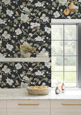 Ronald Redding Designs Marguerite Vine Black Wallpaper