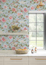 Ronald Redding Designs Marguerite Vine Blue Wallpaper