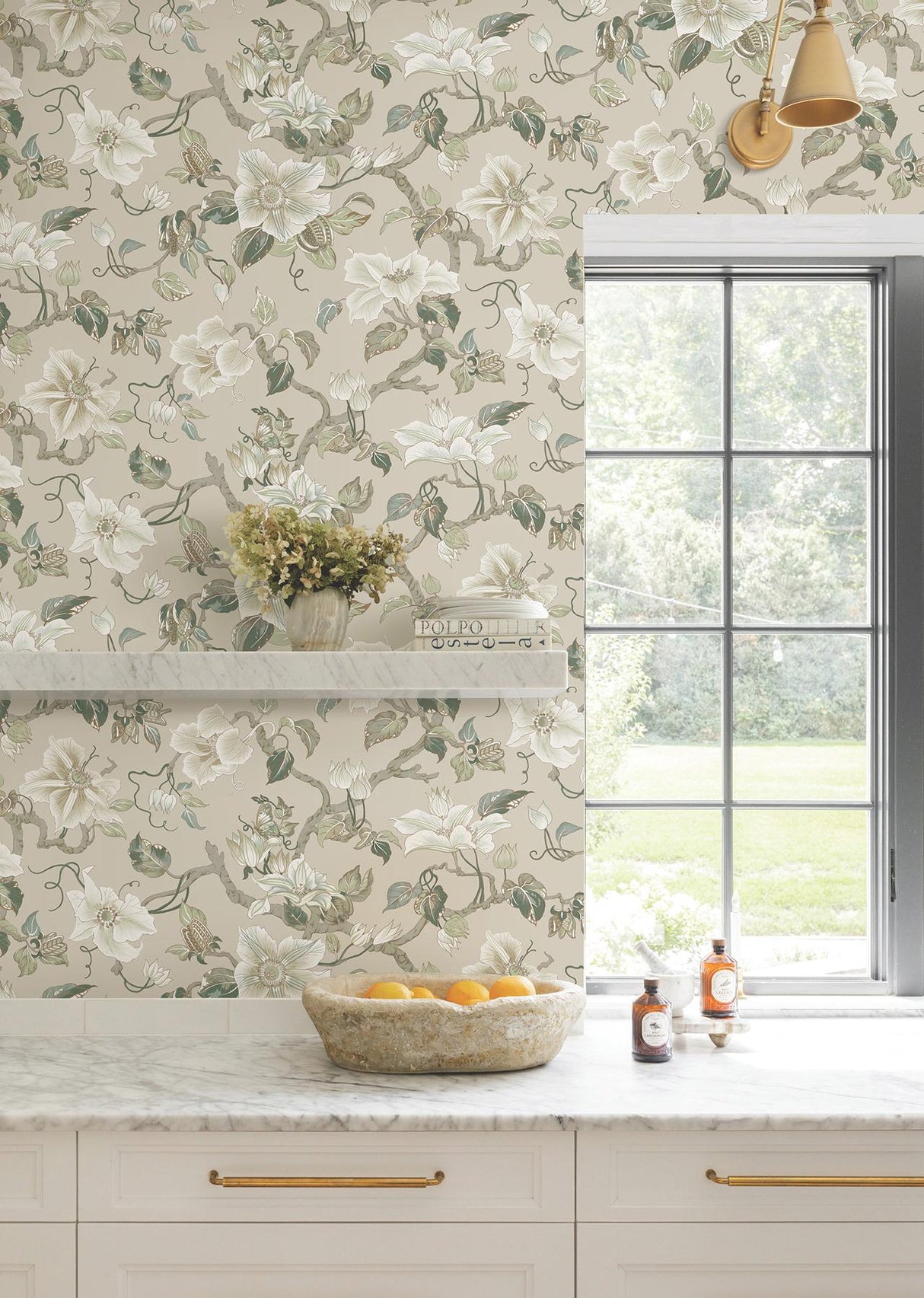 Ronald Redding Designs Marguerite Vine Neutral Wallpaper