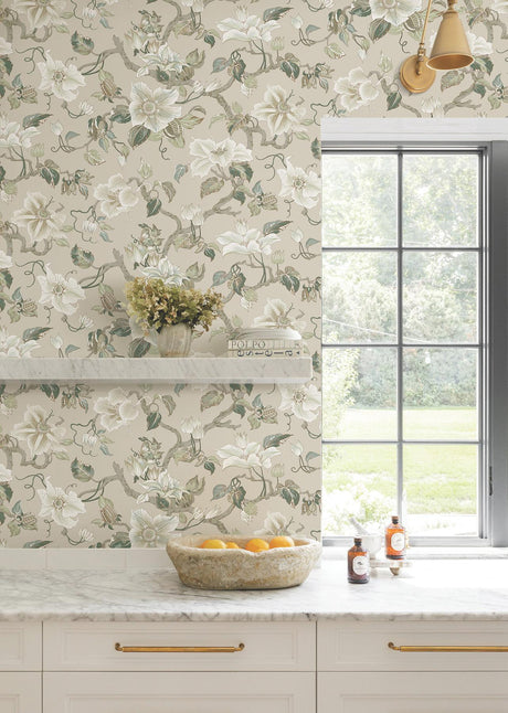 Ronald Redding Designs Marguerite Vine Neutral Wallpaper