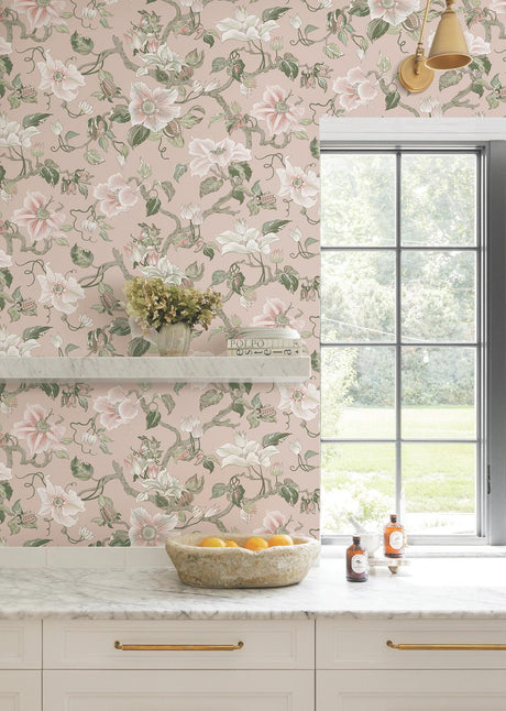 Ronald Redding Designs Marguerite Vine Pink Wallpaper
