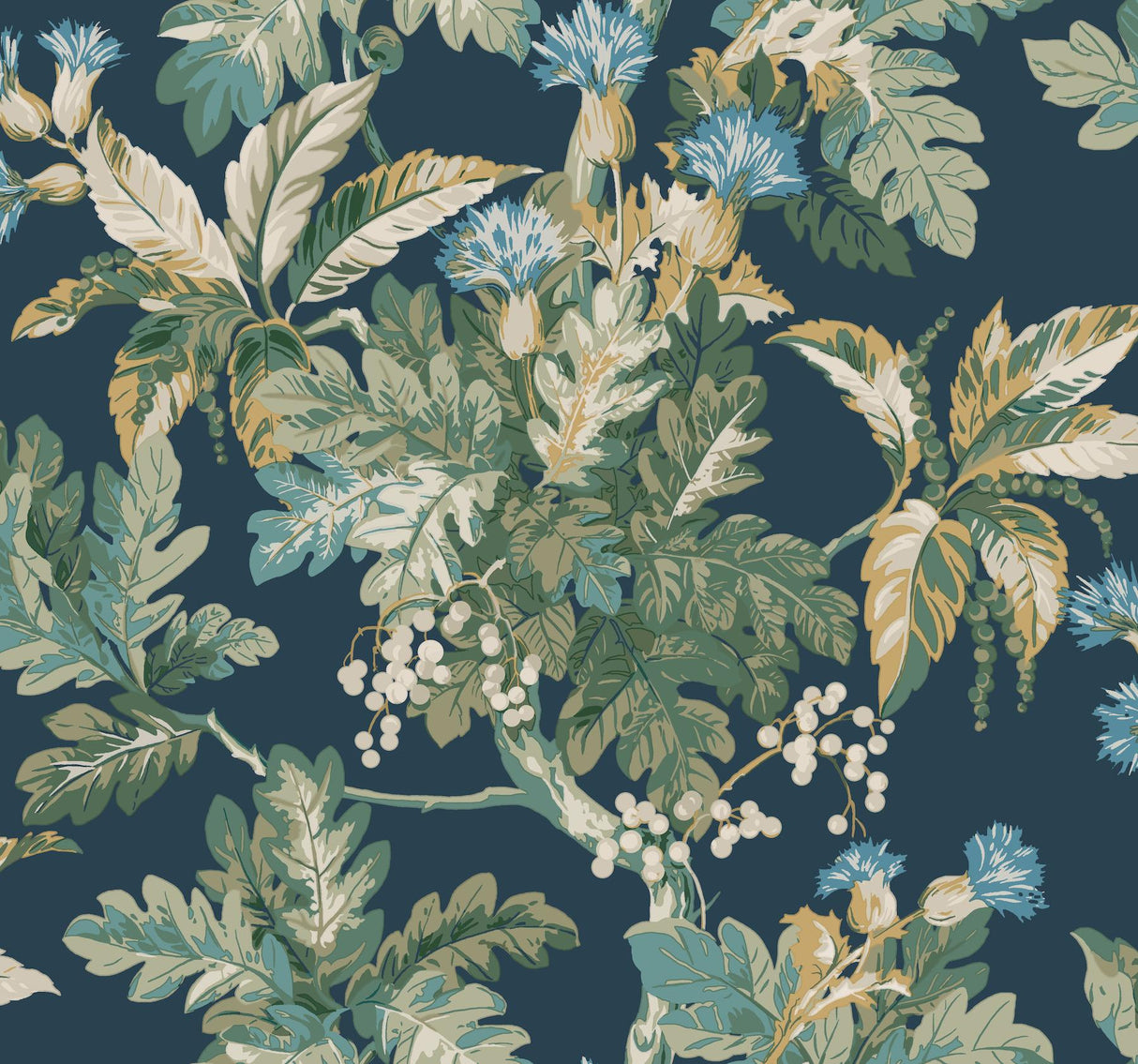Ronald Redding Designs Briarwood Blue Wallpaper