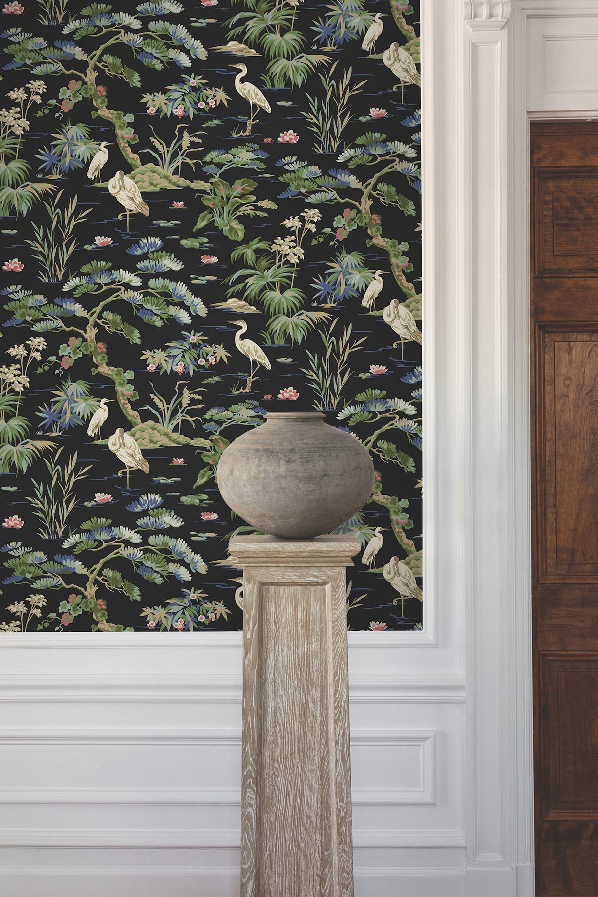 Ronald Redding Designs Bridgewater Black Wallpaper