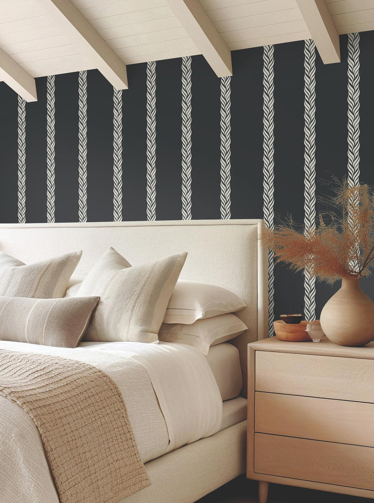 Ronald Redding Designs Braided Stripe Black Wallpaper