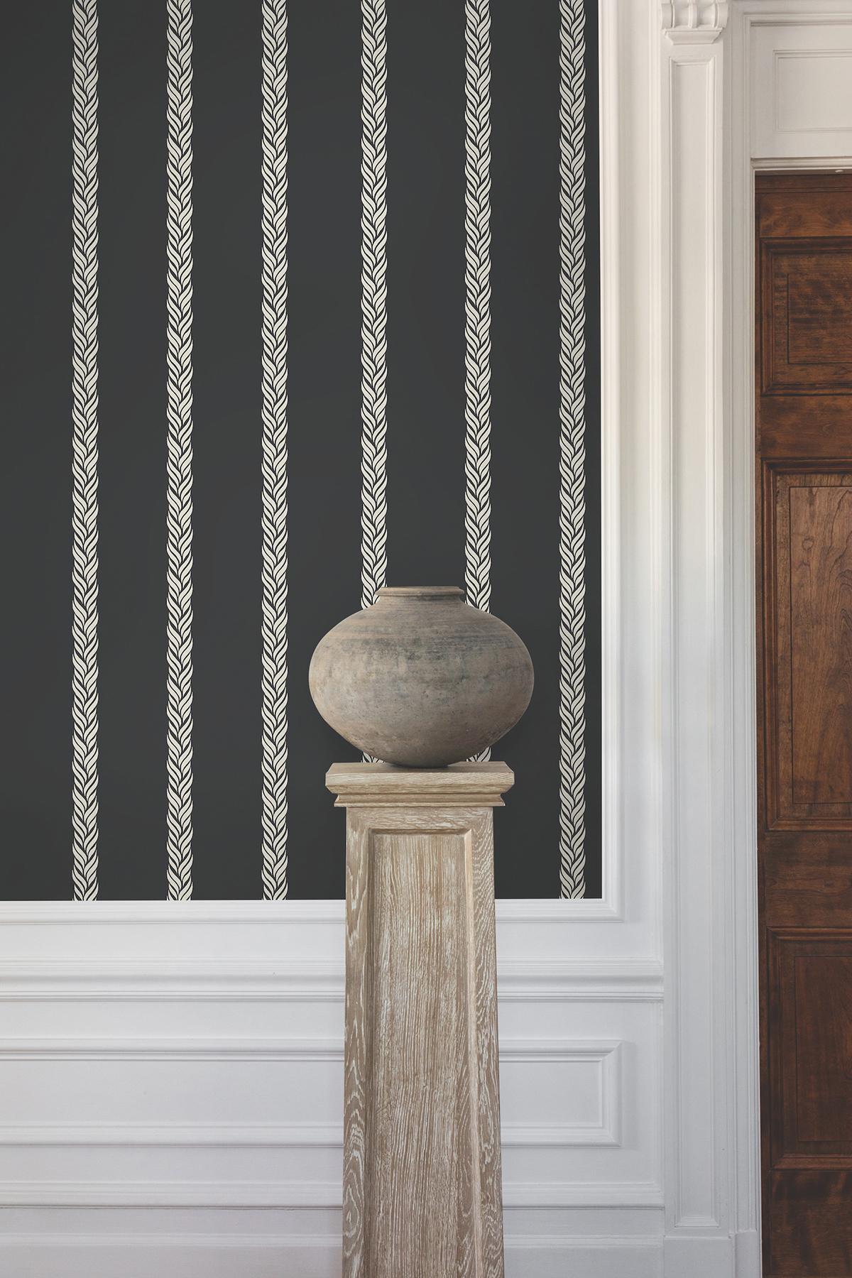 Ronald Redding Designs Braided Stripe Black Wallpaper