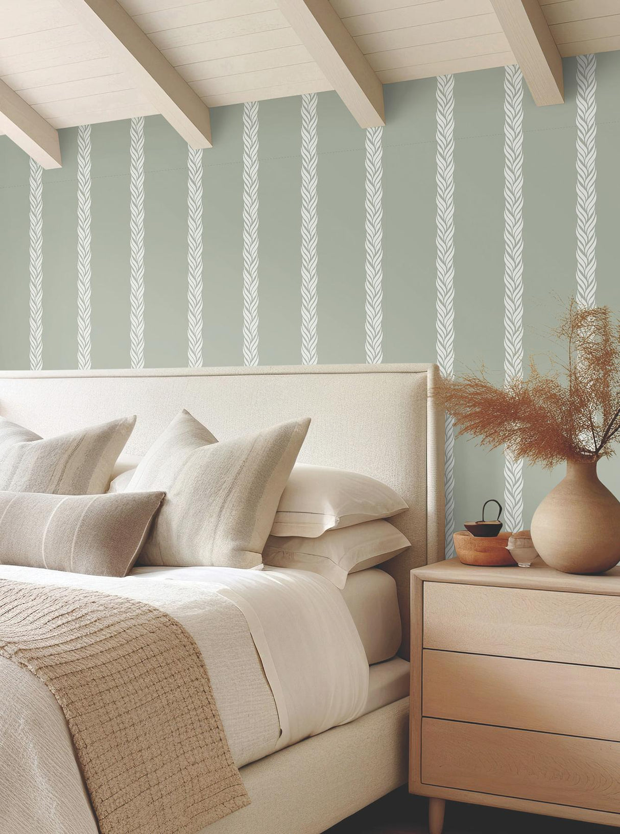 Ronald Redding Designs Braided Stripe Green Wallpaper