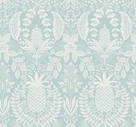Rifle Paper Co. Pineapple Damask Blue Wallpaper
