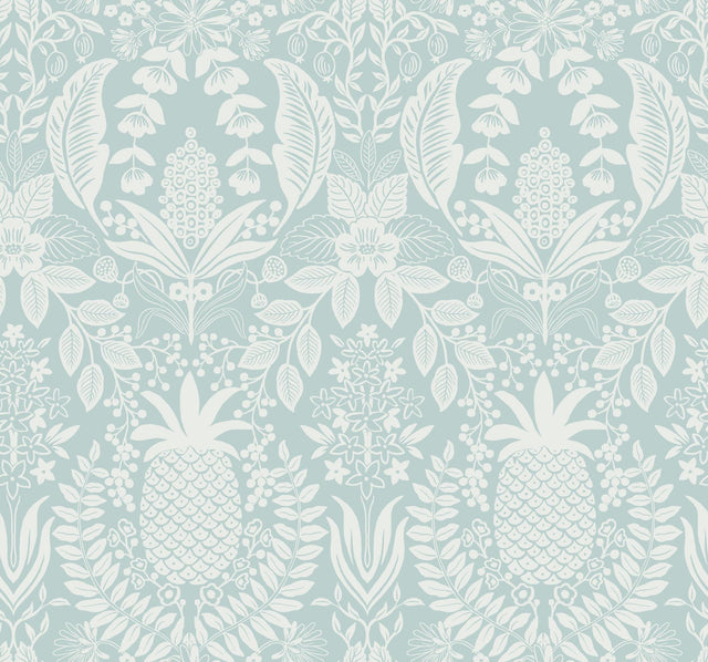 Rifle Paper Co. Pineapple Damask Blue Wallpaper
