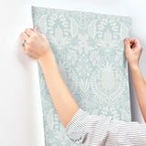 Rifle Paper Co. Pineapple Damask Blue Wallpaper