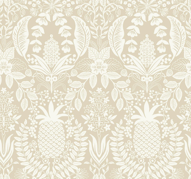 Rifle Paper Co. Pineapple Damask Beige Wallpaper