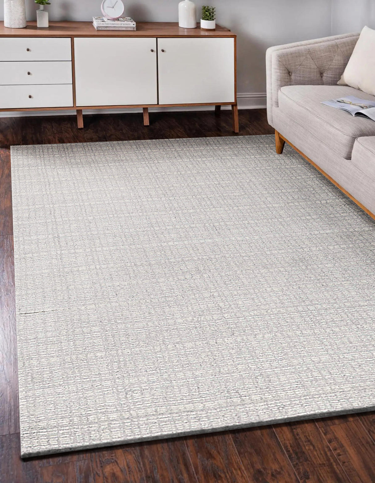 Exquisite Rugs Alpine Handmade Handloomed New Zealand Wool 5966 Silver/Ivory 12' x 9' Area Rug