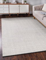 Exquisite Rugs Alpine Handmade Handloomed New Zealand Wool 5966 Silver/Ivory 12' x 9' Area Rug