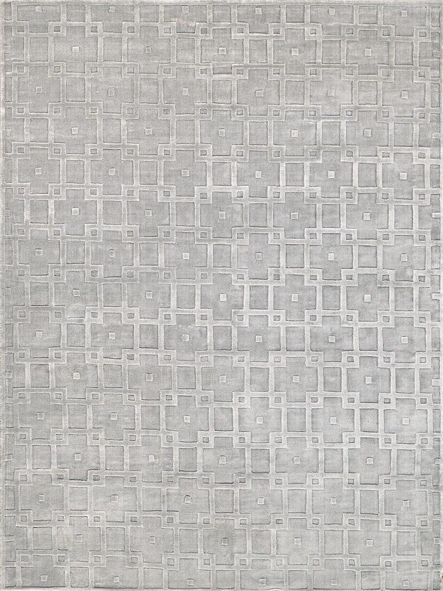 Exquisite Rugs Camora Modern Handmade Handmade Silky Nylon 6753 Light Silver 8' x 10' Area Rug