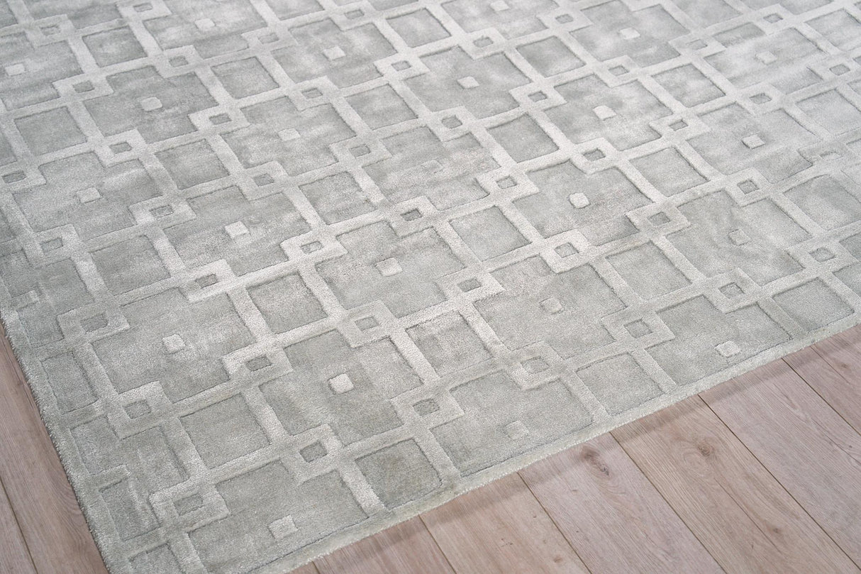 Exquisite Rugs Camora Modern Handmade Handmade Silky Nylon 6753 Light Silver 8' x 10' Area Rug