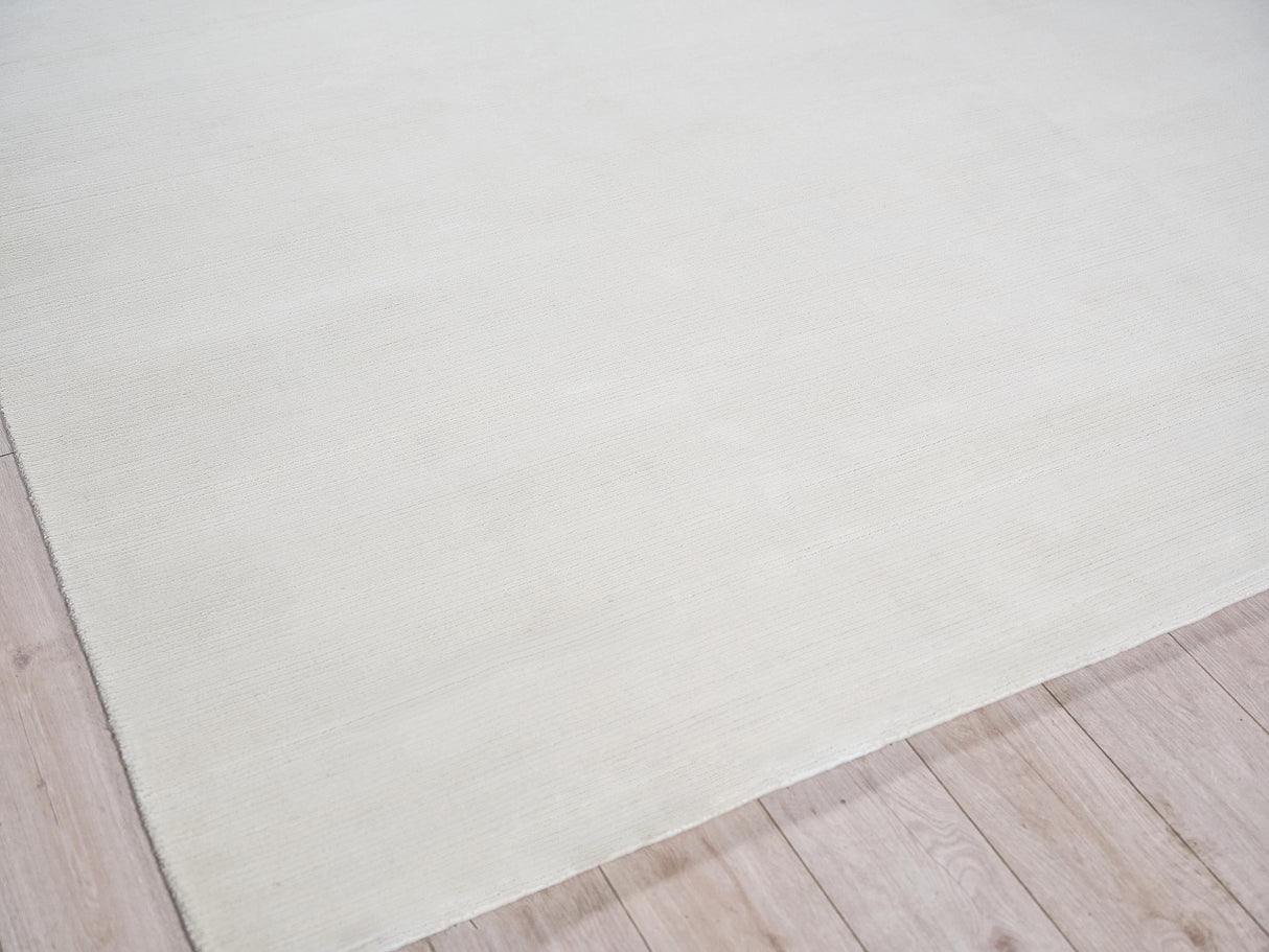 Exquisite Rugs Pavia Modern Handmade Silky Nylon 6757 White 9' x 12' Area Rug