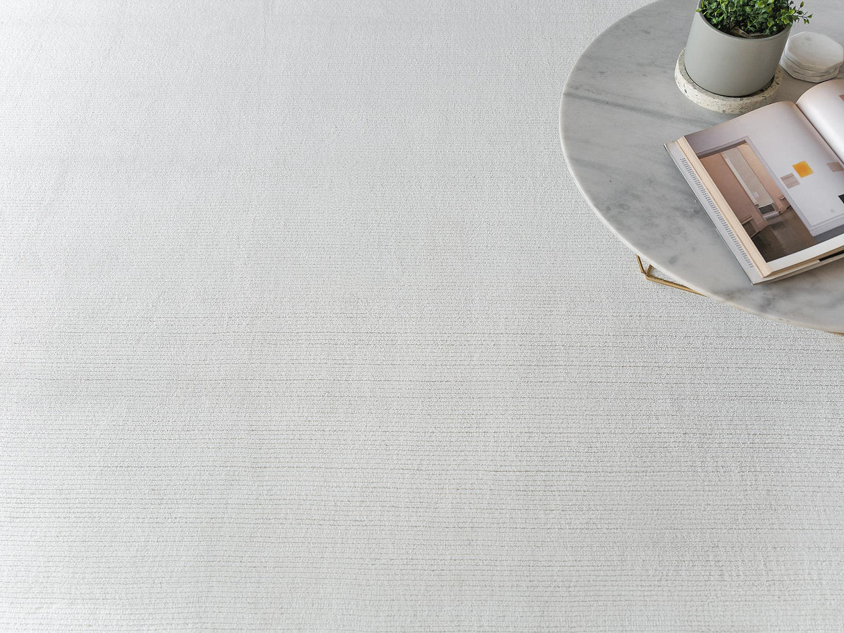 Exquisite Rugs Pavia Modern Handmade Silky Nylon 6757 White 9' x 12' Area Rug