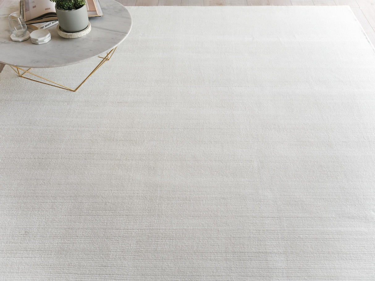 Exquisite Rugs Pavia Modern Handmade Silky Nylon 6757 White 9' x 12' Area Rug