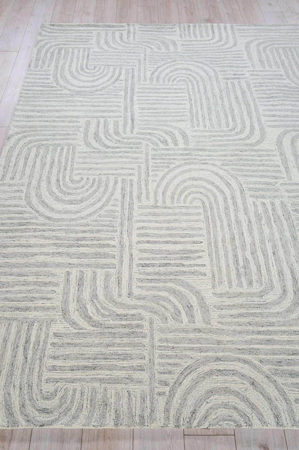 Exquisite Rugs Juno Handmade Hand-tufted New Zealand Wool on Canvas 6776 Gray/Ivory 8' x 10' Area Rug