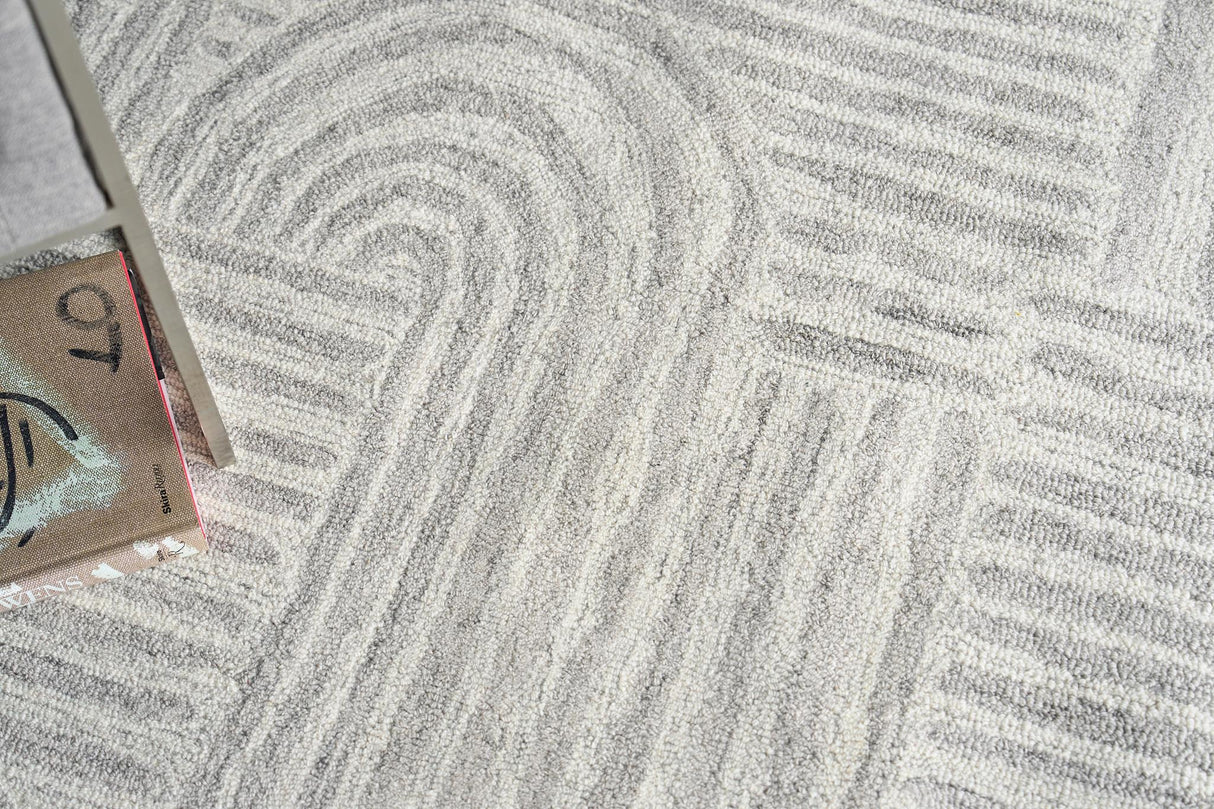 Exquisite Rugs Juno Handmade Hand-tufted New Zealand Wool on Canvas 6776 Gray/Ivory 9' x 12' Area Rug