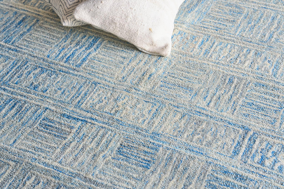 Exquisite Rugs Naturals Handmade Hand-tufted New Zealand Wool on Canvas 6778 Blue/Ivory 5' x 8' Area Rug