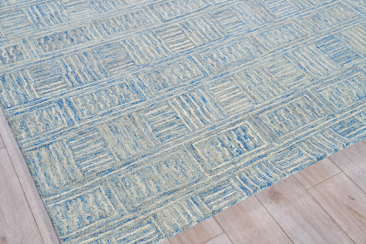 Exquisite Rugs Naturals Handmade Hand-tufted New Zealand Wool on Canvas 6778 Blue/Ivory 5' x 8' Area Rug