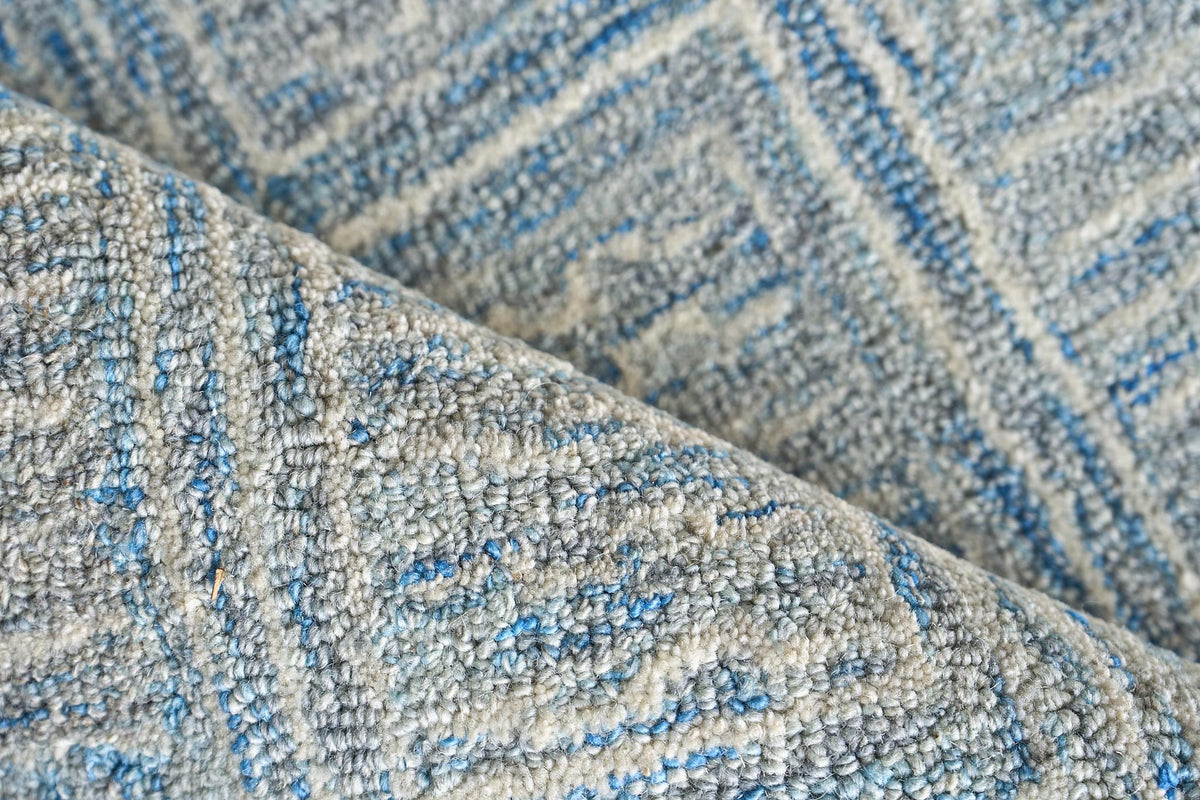 Exquisite Rugs Naturals Handmade Hand-tufted New Zealand Wool on Canvas 6778 Blue/Ivory 5' x 8' Area Rug