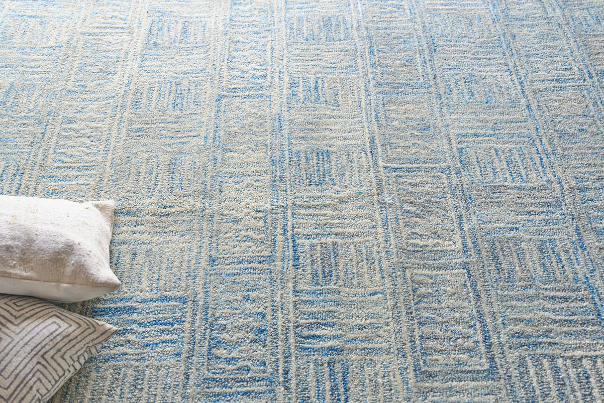 Exquisite Rugs Naturals Handmade Hand-tufted New Zealand Wool on Canvas 6778 Blue/Ivory 5' x 8' Area Rug