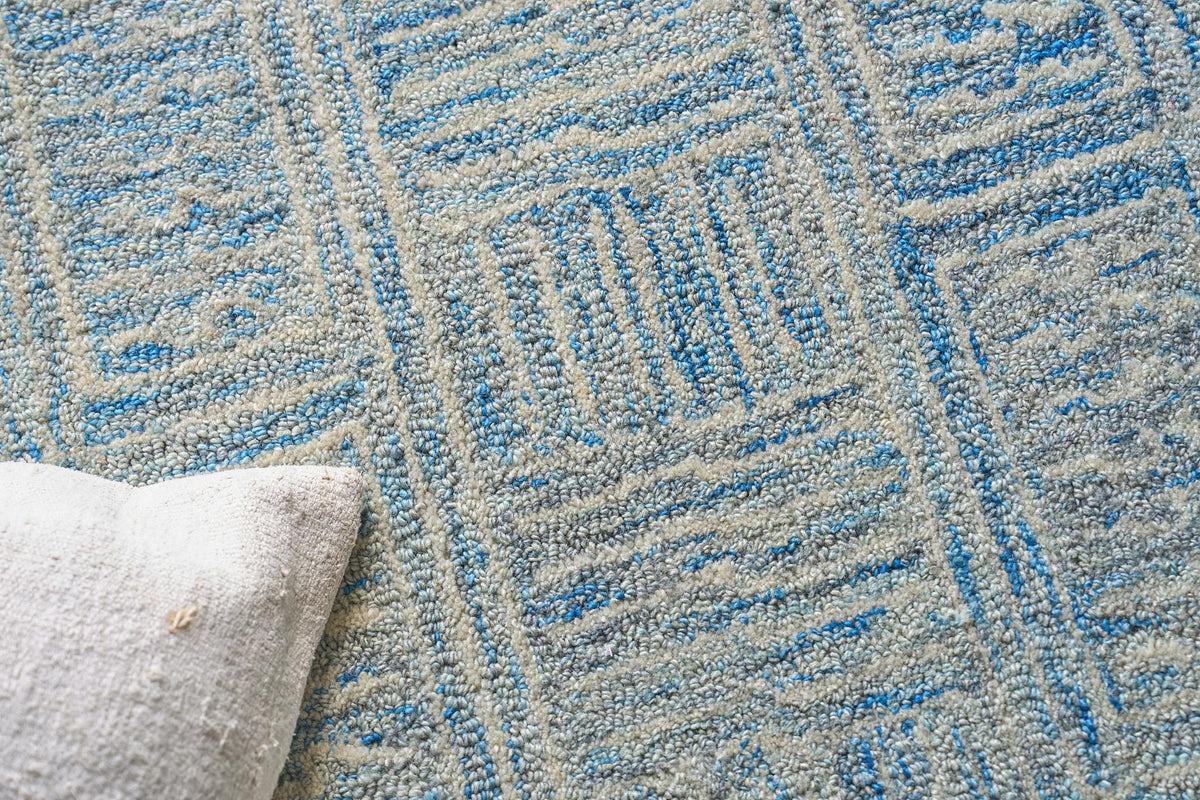 Exquisite Rugs Naturals Handmade Hand-tufted New Zealand Wool on Canvas 6778 Blue/Ivory 5' x 8' Area Rug