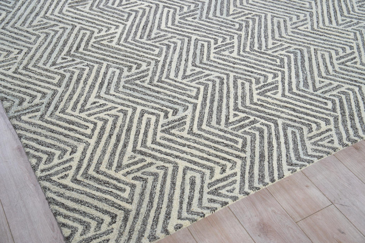 Exquisite Rugs Naturals Handmade Hand-tufted New Zealand Wool on Canvas 6782 Gray/Ivory 8' x 10' Area Rug