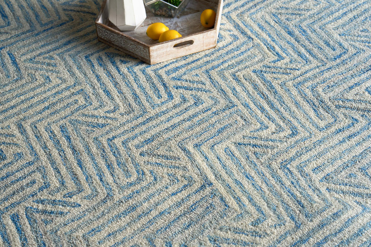 Exquisite Rugs Naturals Handmade Hand-tufted New Zealand Wool on Canvas 6783 Blue/Ivory 14' x 10' Area Rug