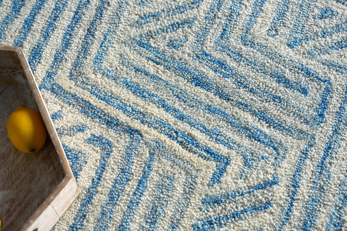 Exquisite Rugs Naturals Handmade Hand-tufted New Zealand Wool on Canvas 6783 Blue/Ivory 14' x 10' Area Rug