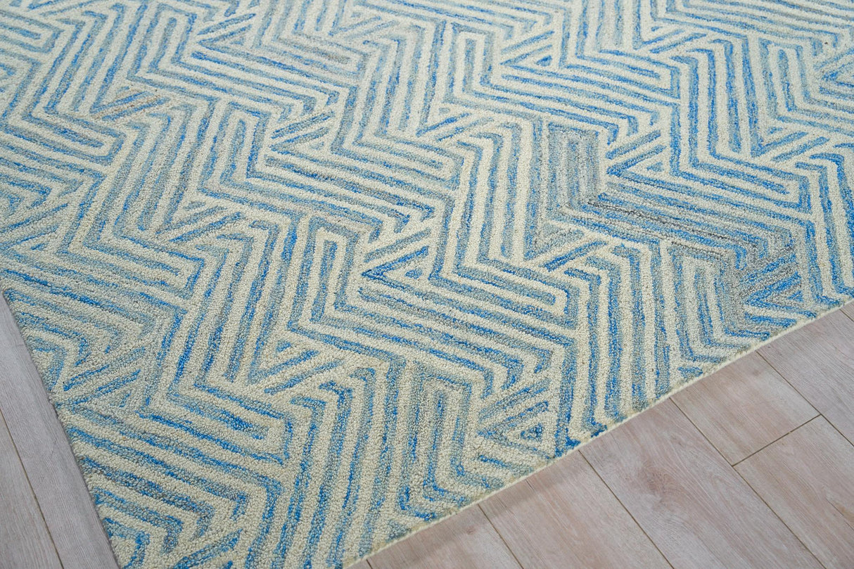 Exquisite Rugs Naturals Handmade Hand-tufted New Zealand Wool on Canvas 6783 Blue/Ivory 8' x 5' Area Rug