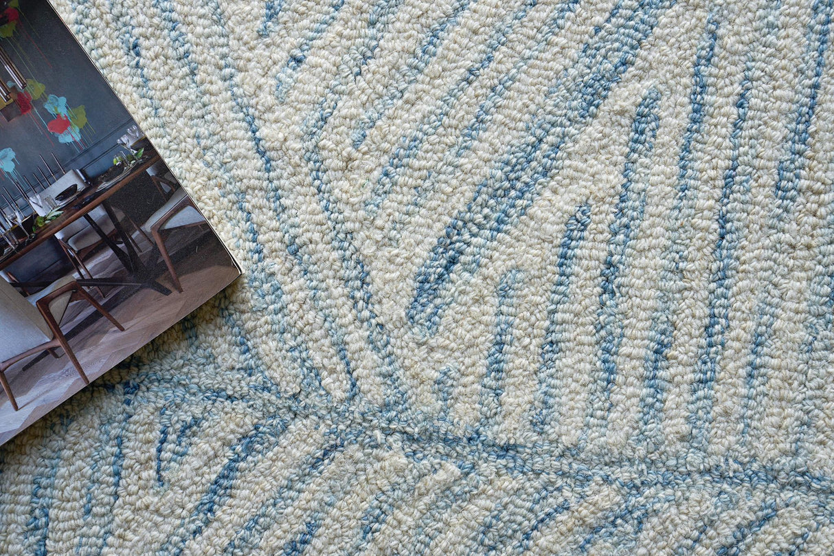 Exquisite Rugs Kascata Handmade Hand-tufted New Zealand Wool on Canvas 6785 Blue/Ivory 6' x 9' Area Rug