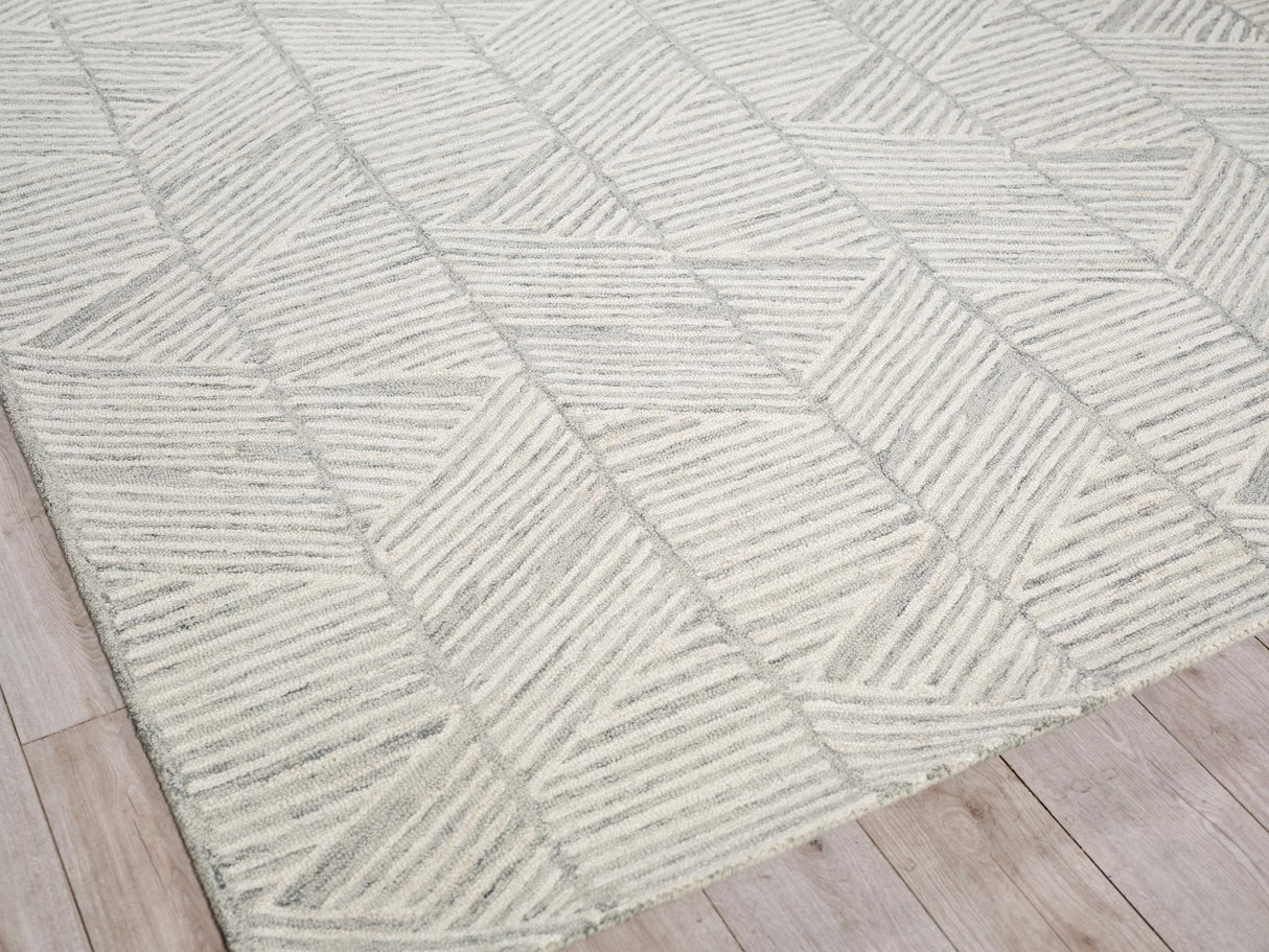 Exquisite Rugs Kascata Handmade Hand-tufted New Zealand Wool on Canvas 6786 Silver/Ivory 2' x 3' Area Rug